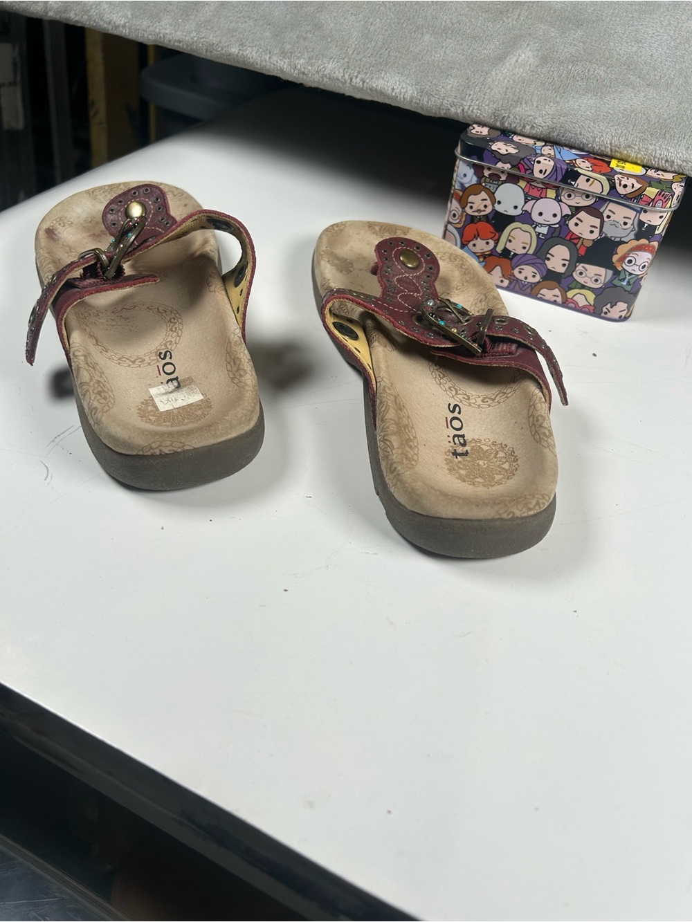 Taos Serena Red and Yellow bohemian buckle Leather Sandals - Picture 5 of 9